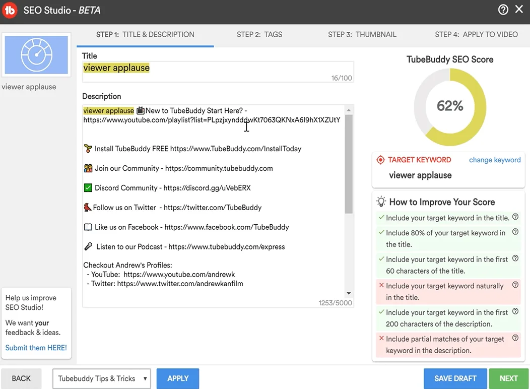 TubeBuddy-Video-SEO-Tool